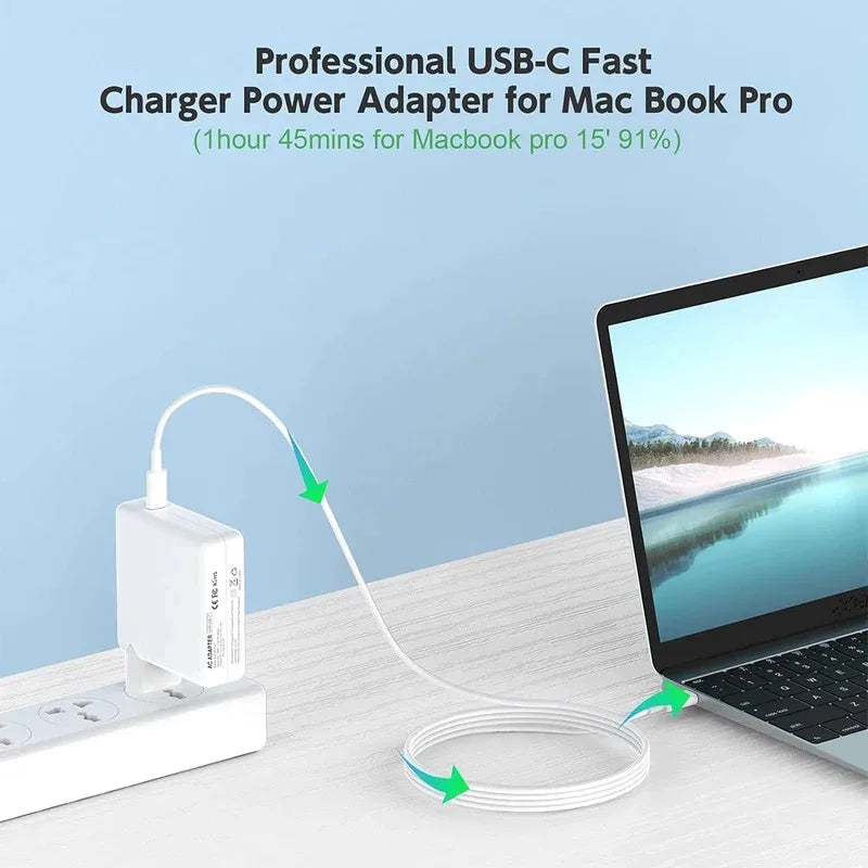 USB-C61W Charger 87W 96W 118W Type-C PD for MacBook 13 15-inch A1706 A1707 A1708 A1534 A1719 A214 iPad pro High Power Adapter