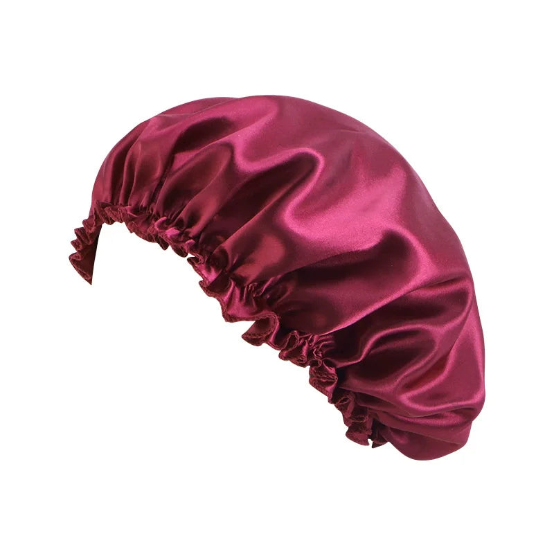 Women Solid Satin Sleeping Night Caps Elastic Band Hair Care Bonnets Used To Hair Care