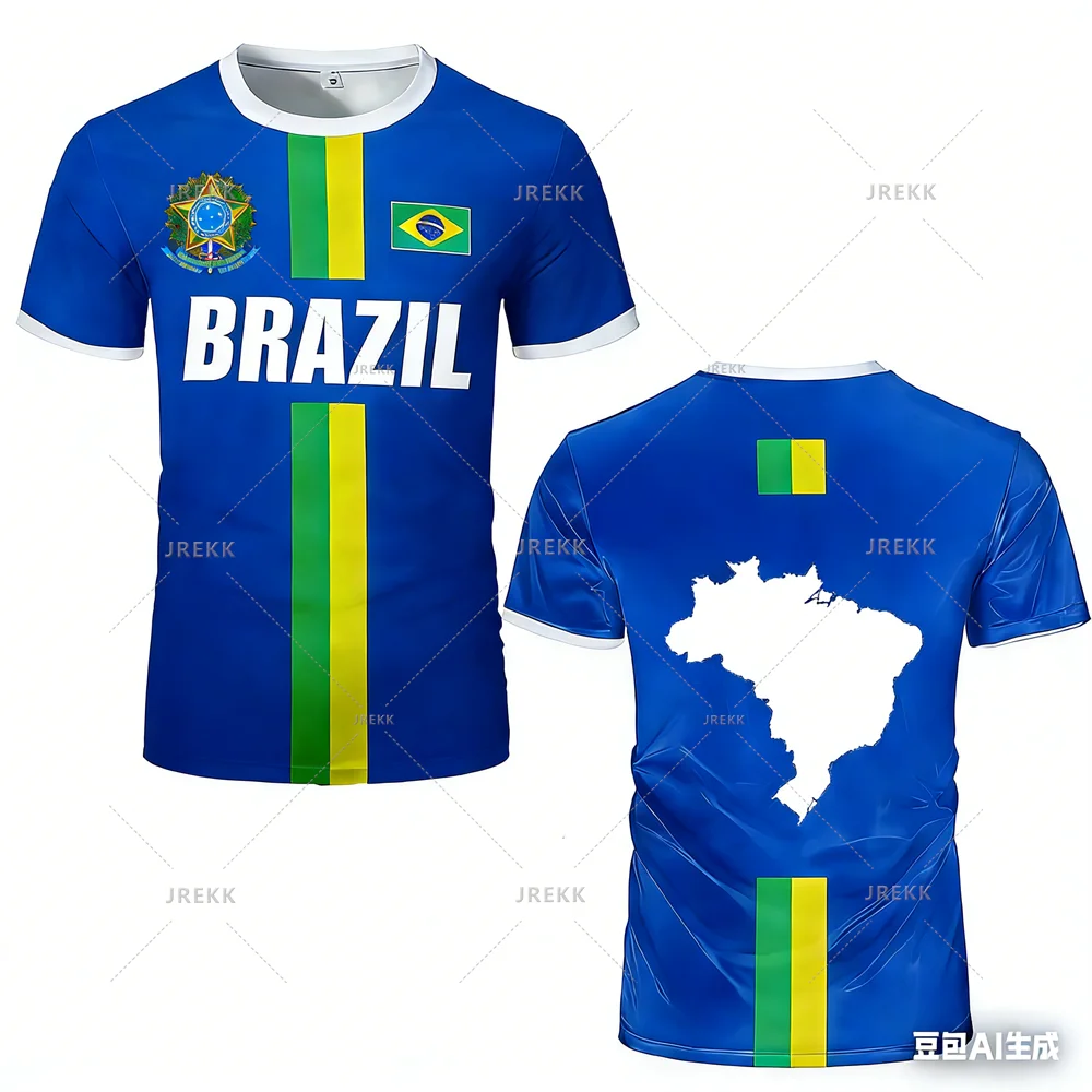 2026 New Design Football Jersey Training Top Brazil Flag Stripe Maillot Football Jersey Outdoor Quick-drying Sports Tee T-shirts