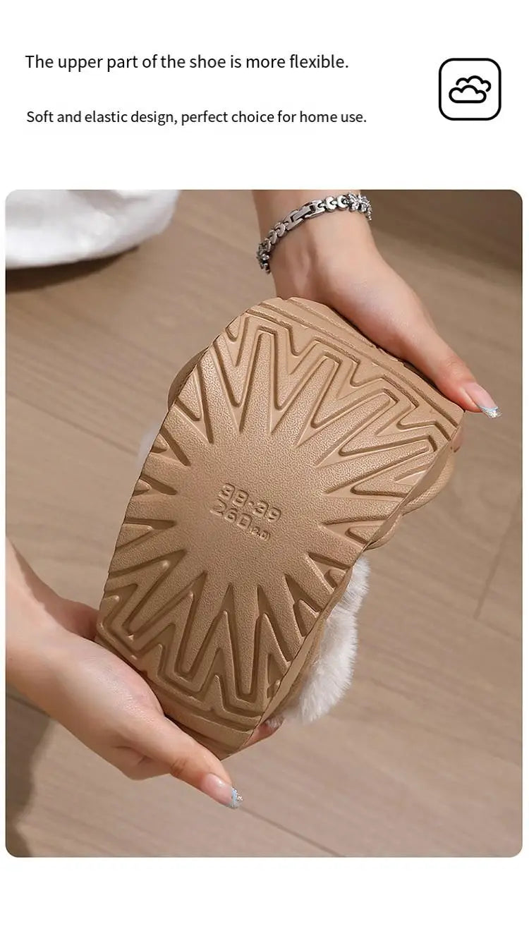 Cartoon Sanrio Hello Kitty Thick Sole Plush Cotton Slippers Anime Women's Winter Warm New Anti-Slip Wear-Resistant Home Shoes