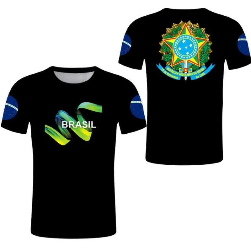 3D Printed Brazil Flag T Shirt Men Brazilian Football Pattern T-Shirts Summer Street Sports Round Neck Tops Short Sleeve Tees