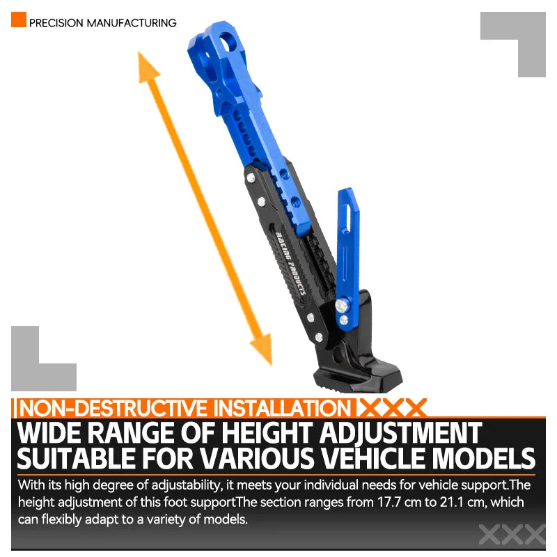 Universal Motorcycle CNC Kickstand Side Support Kick Bracket Foot Stand Adjustable Side Tripod Alloy Motorbike Parking Kickstand
