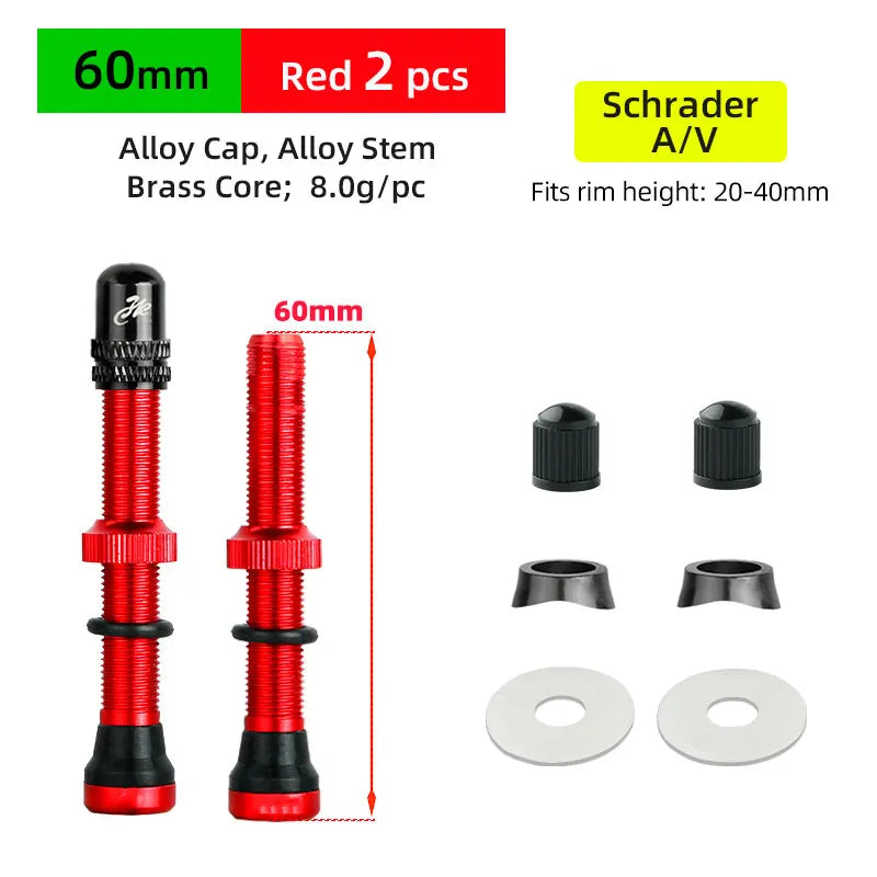 Deemount 2PCS Schrader A/V Valves 40/60mm CNC Machined Anodized for MTB Road Bike Tubeless Rims
