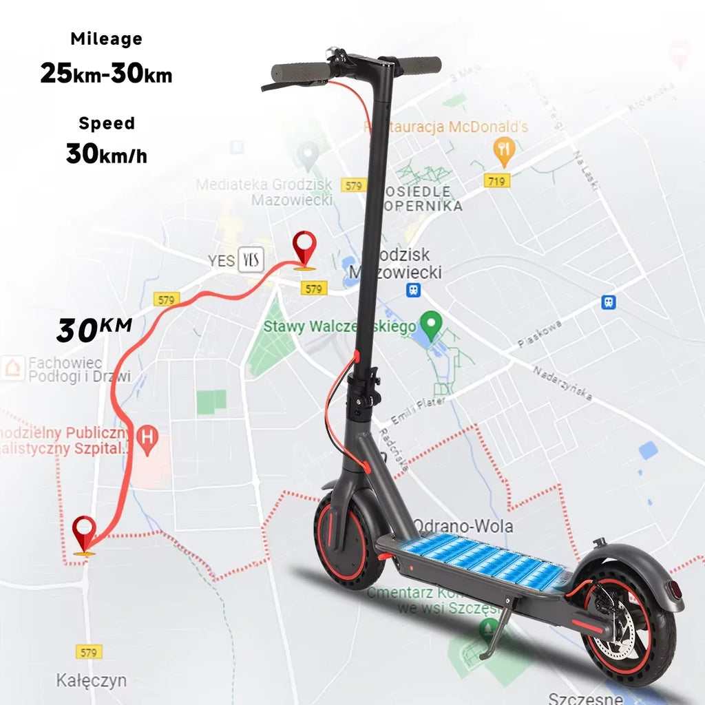 SUNNIGOO Adult Electric Scooter 36V 10.4Ah 350W Motor 30KM Long Range 30KM/H 8.5 Inch Solid Tires Foldable Smart APP EScooter