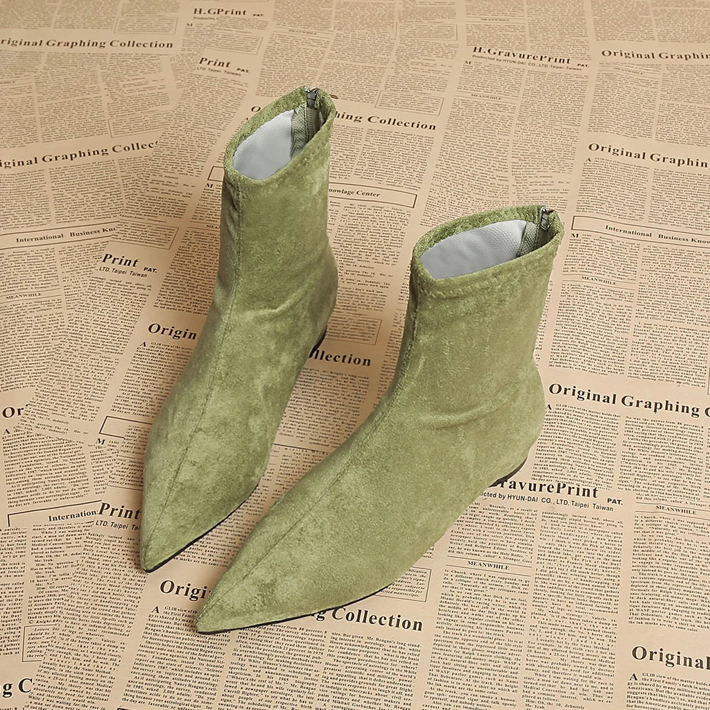 2025 Autumn Suede Warm Casual Women's Ankle Boots Comfortable and Elegant Pointed Toe Party Low Heel New Women's High Heels