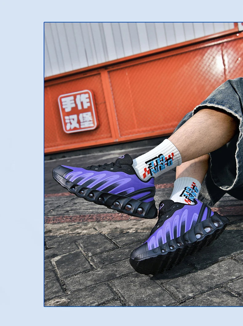New men's sneakers PU air cushion anti-slip shock absorber running shoes outdoor lightweight and breathable mesh running shoes