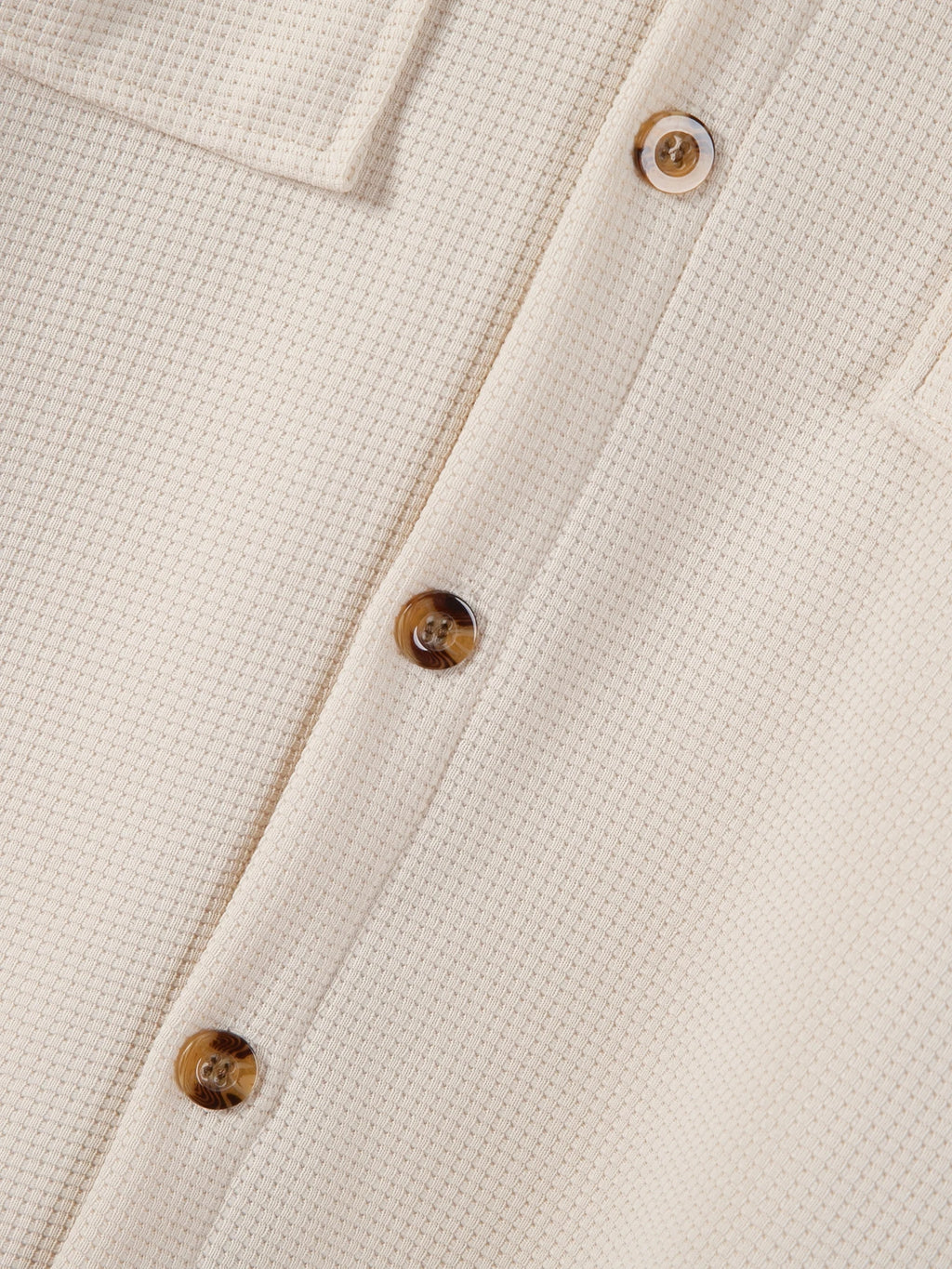 Men's Waffle Knit Button Down Shirt - Casual Long Sleeve Turn Down Collar Chest Pocket Work Shirt