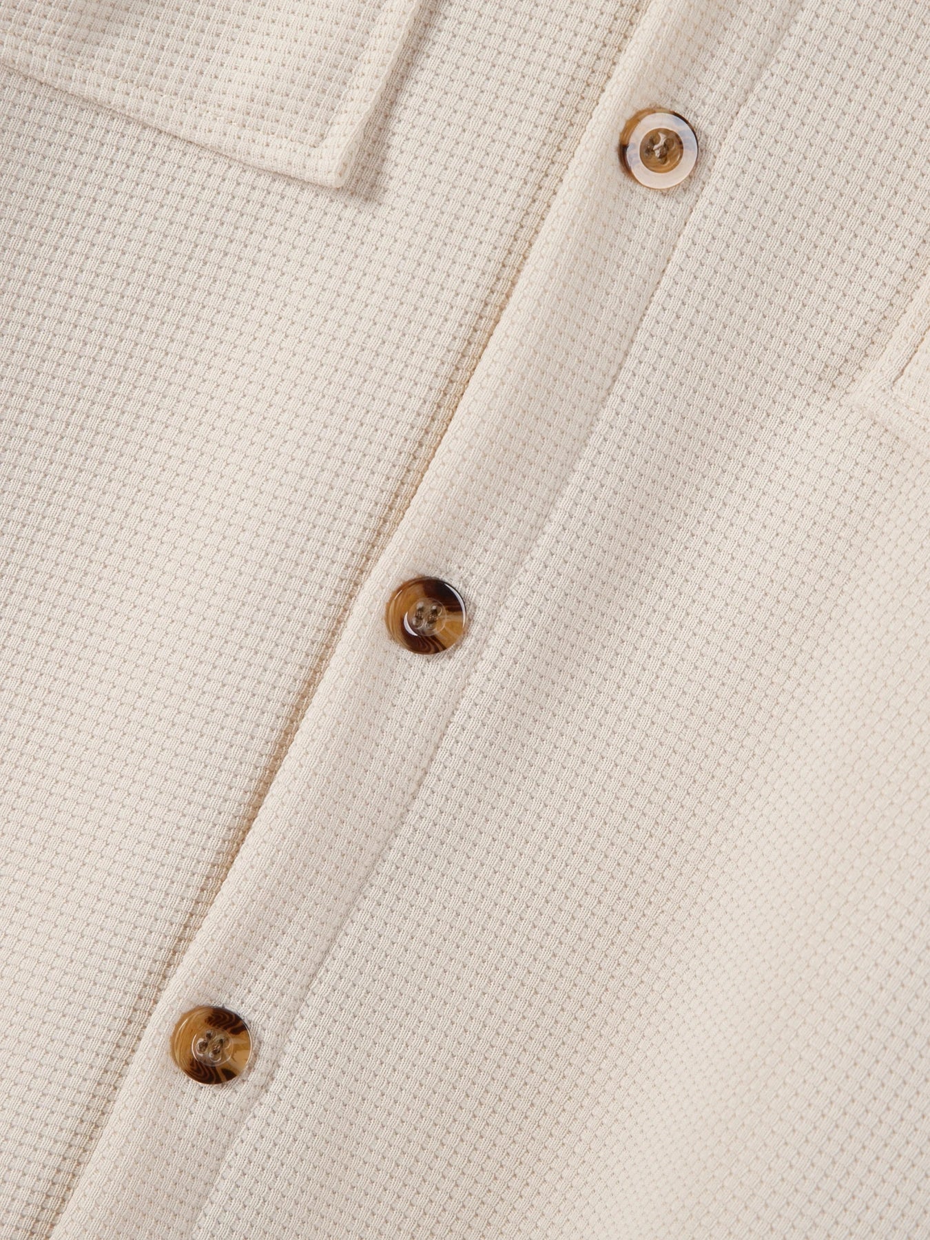 Men's Waffle Knit Button Down Shirt - Casual Long Sleeve Turn Down Collar Chest Pocket Work Shirt