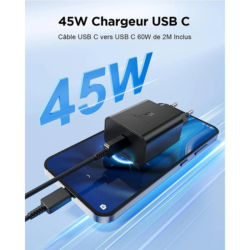 Original Samsung 45W Charger Fast Charging Type C PD Cargador Galaxy S26 S25 Ultra 24 Plus S23 S22 A56 Tab S11 For iPhone Google