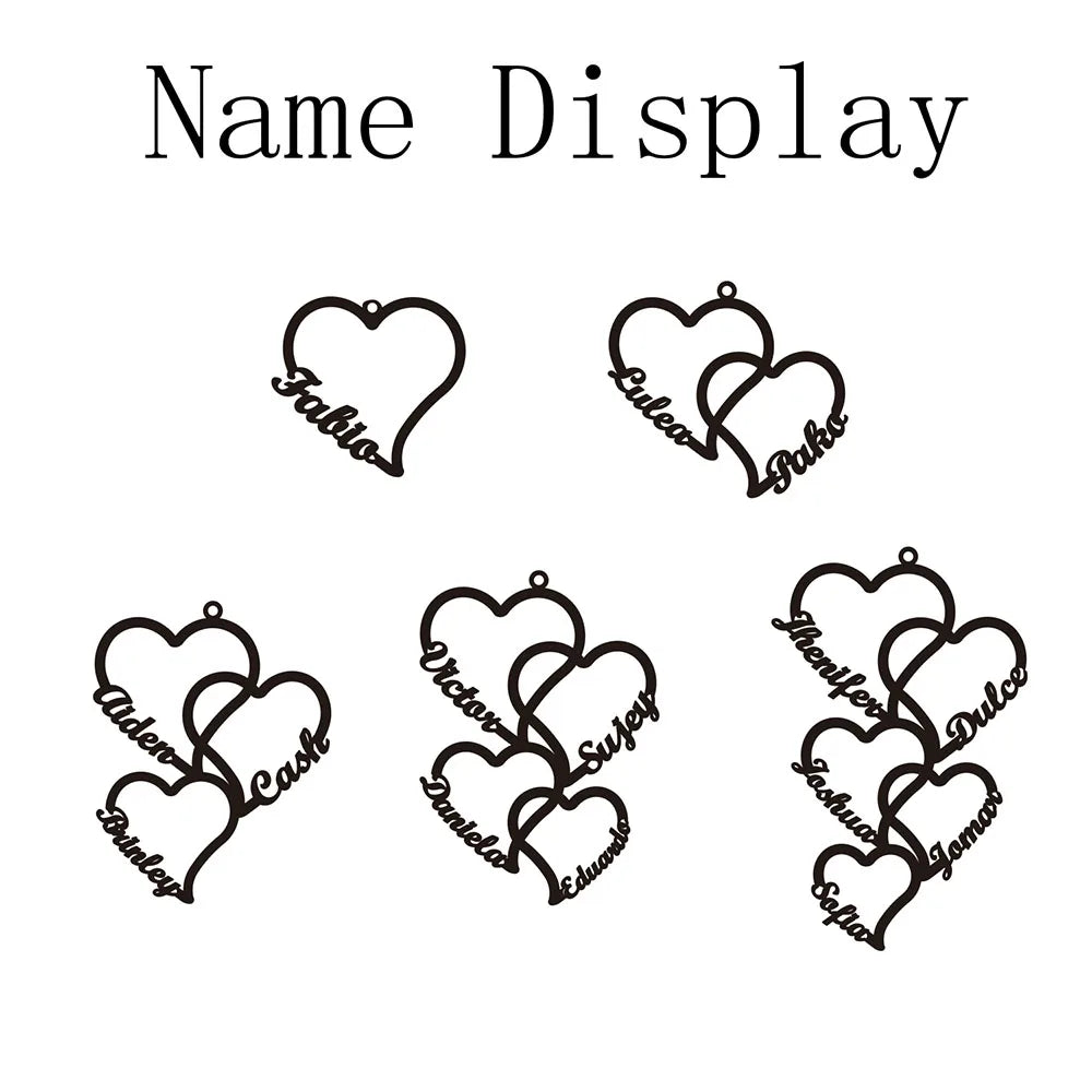 Personalized Heart Name Necklace Customized 2-5 Heart Name Pendant Family Necklace Stainless Steel Jewelry Mother's Day Gift