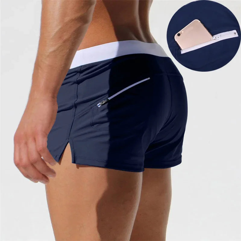 Running Shorts Summer Sexy New Beach Shorts Breathable Quick Dry swimsuit Casual Mens Shorts Gyms Swimwear Boardshorts Trunks