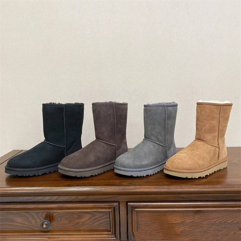 2026 New Design Winter Boots Women Super Mini Real Sheepskin Wool Comfort Warm Natural Fur Shoe Man Classic Snow Boot Size 35-44