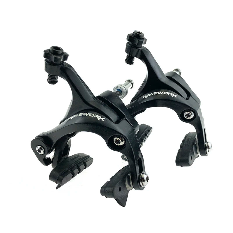 Aluminum Dual Pivot Side Pull Brake Calipers, Front & Rear Road Bike Racing Brakes with Brake Pads