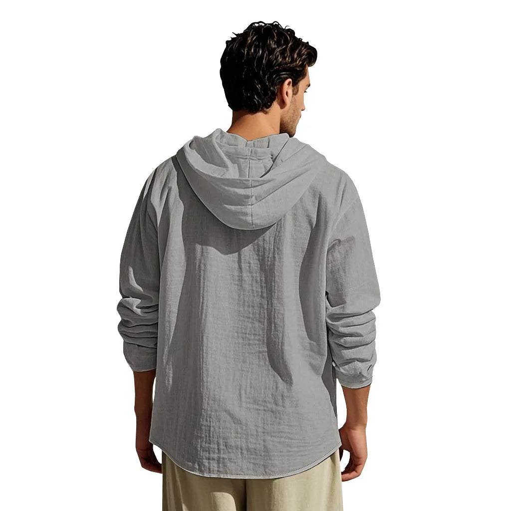 Men's Linen Long-Sleeved Shirt And Pants Set Breathable Outdoor Leisure Hiking Beach Sports Clothing for Spring Summer Autumn