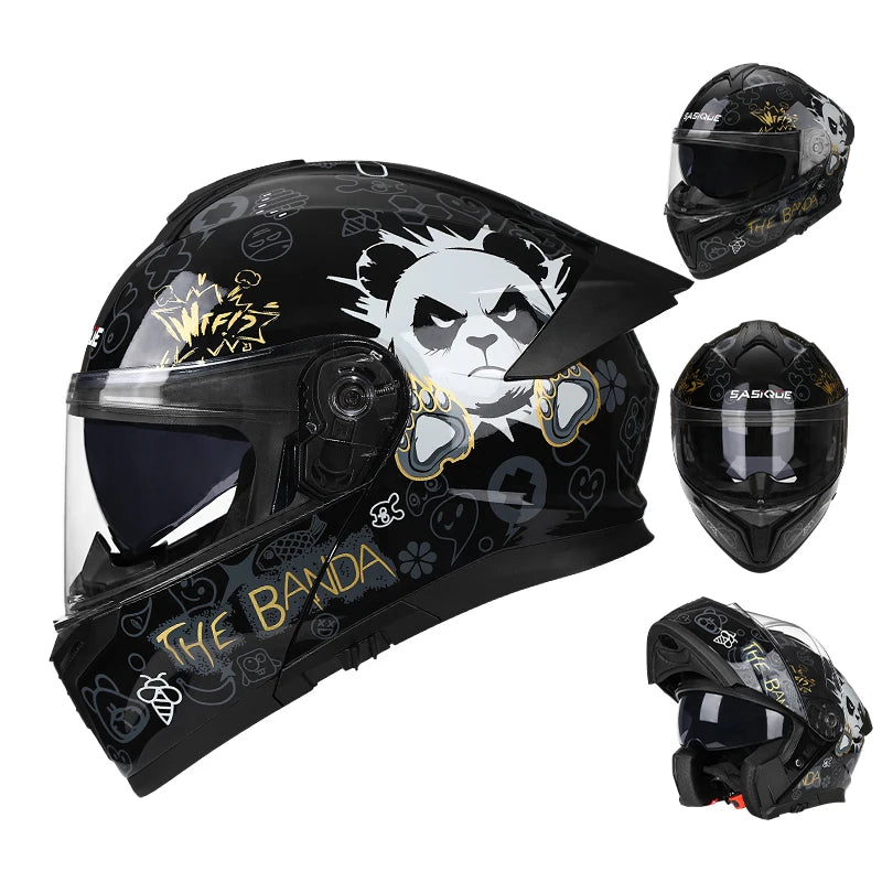 New Flip Up Motorcycle Helmet Dual Lens Sun Visor DOT Certified Bluetooth Compatible Unisex Adult Motorbike Full Face Helmet