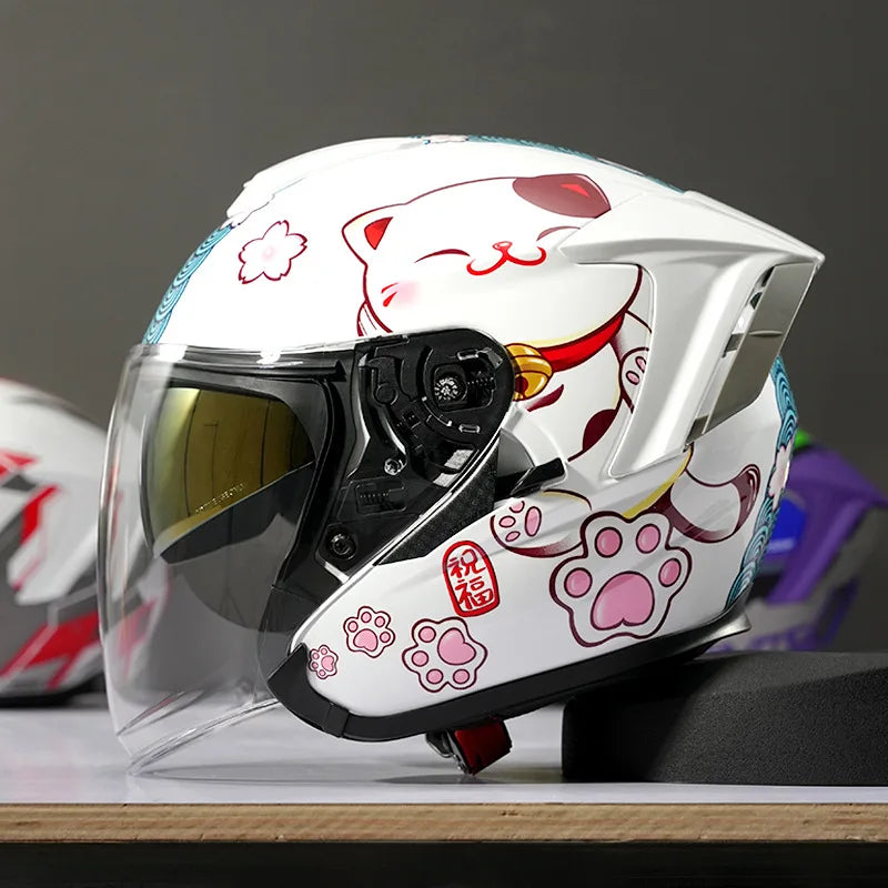 Lightweight Ventilated 3/4 Open Face Helmet DOT ECE Approves Motorbike Scooter Scooter Half Helmet Open Face Casco Moto