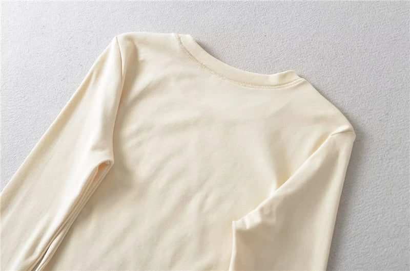 LUNDUNSHIJIA O-neck Long Sleeve T-shirts For Women 2025 New Spring Ladies Solid Cotton Slim Tee Shirts 10 Colors