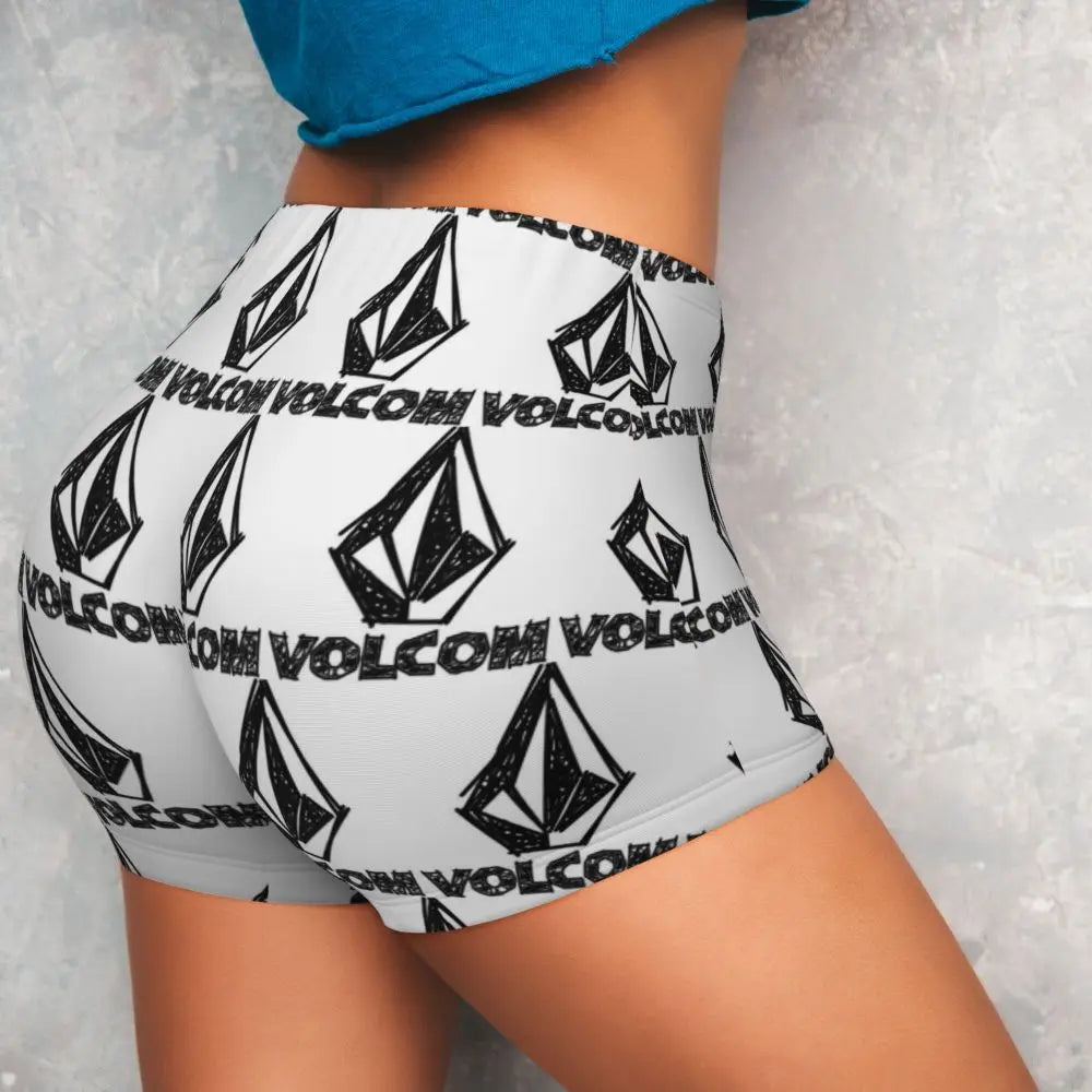 Custom V-Volcom Logo Women Gym Workout Running Shorts Athletic Volleyball Biker Yoga Shorts