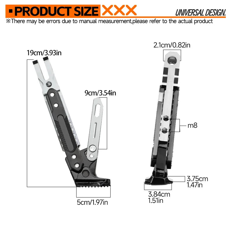 Universal Motorcycle CNC Kickstand Side Support Kick Bracket Foot Stand Adjustable Side Tripod Alloy Motorbike Parking Kickstand