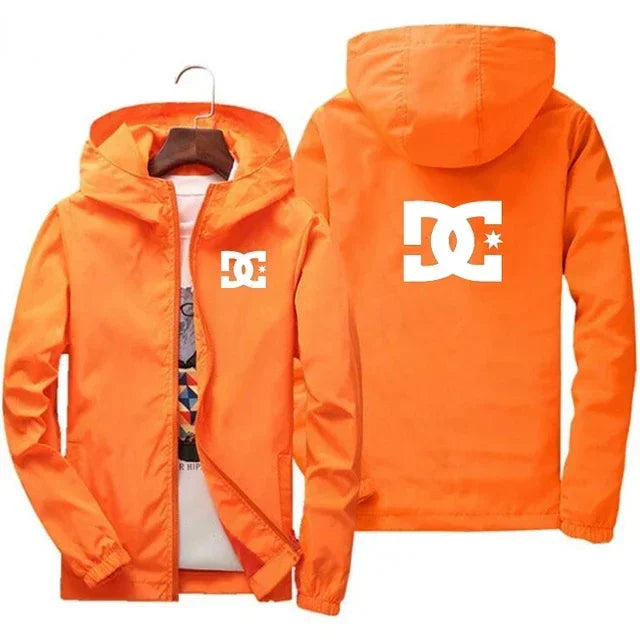 New men's hooded jacket, fashionable for outdoor use, windproof and waterproof, with zipper design, casual sports jacket