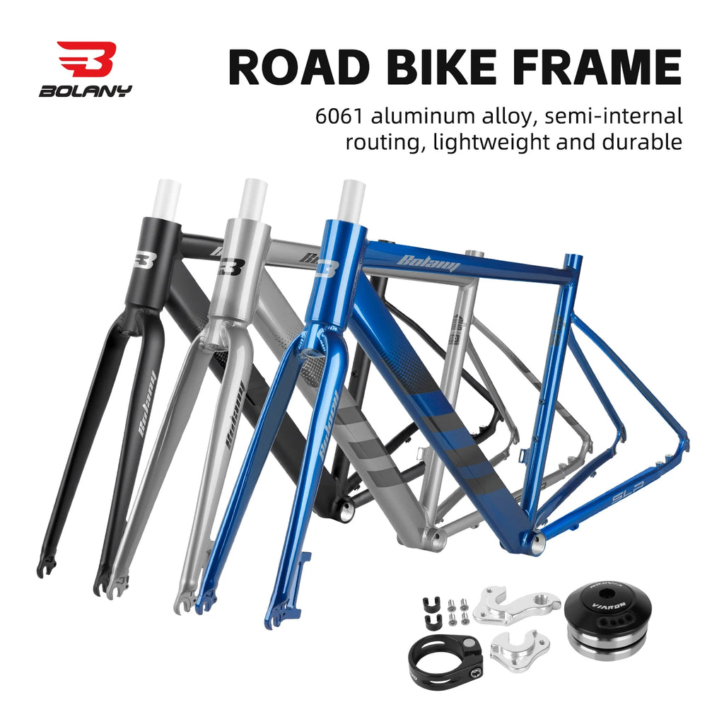 BOLANY Road Bike Frame Internal Cable Routing Disc Brake Compatible 10x135mm Quick Release Aluminum Alloy Road Bicycle Frame
