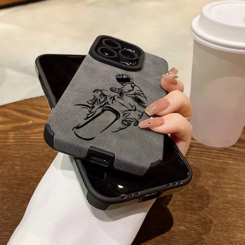 Cool Biker Phone Case For iPhone 17 AIR Pro Max 16E 15Plus 14 13 Mini 12 11 AIR XS XR XS Motorcycle Rider Style Cover