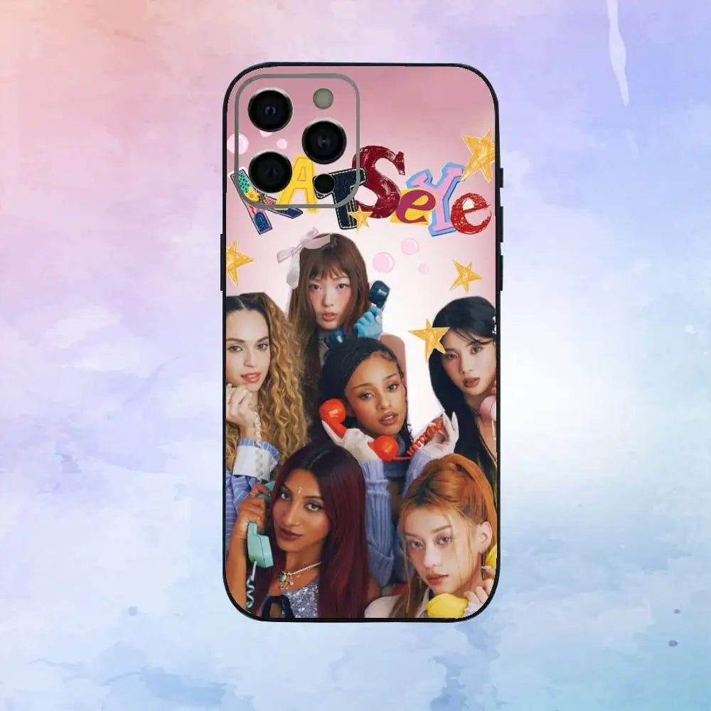 Hot Music K-KATSEYE Phone Case  For iPhone17,16,15,14,13,12,11 Plus,Pro Max Soft Black Cover