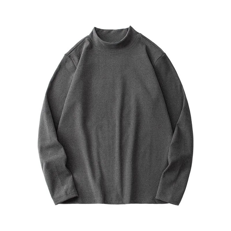 Autumn Winter Thick Fleece T-Shirt Men Half High-Collar T Shirt Long Sleeve Casual Tops Thermal Shirts Undershirt Man Clothing