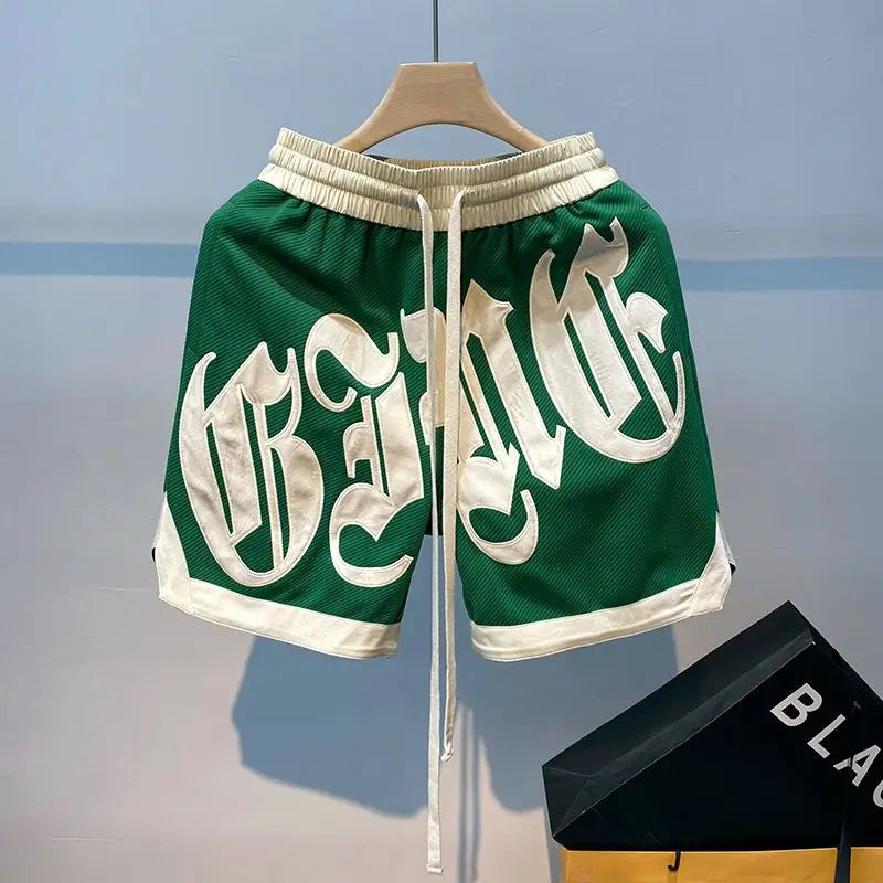 The new 2023 popular logo American joker ins summer leisure fashion men's trousers new handsome letter easy 5 minutes of pants