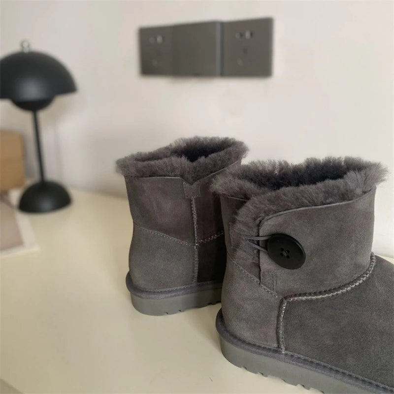 2026 New Design Winter Boots Women Super Mini Real Sheepskin Wool Comfort Warm Natural Fur Shoe Man Classic Snow Boot Size 35-44