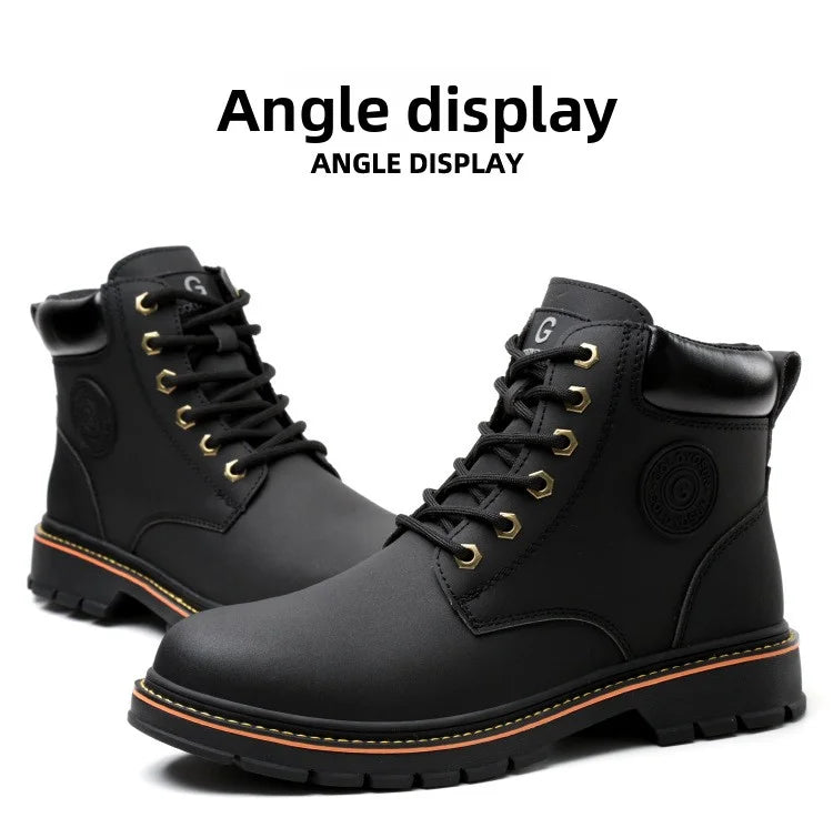 high-top Work Boots For Men Anti-smash Anti-puncture Work Shoes with Steel Toe leather safety shoes men for work waterproof shoe