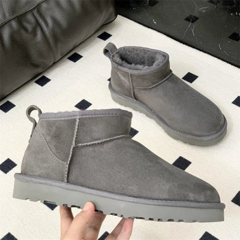 2026 New Design Winter Boots Women Super Mini Real Sheepskin Wool Comfort Warm Natural Fur Shoe Man Classic Snow Boot Size 35-44