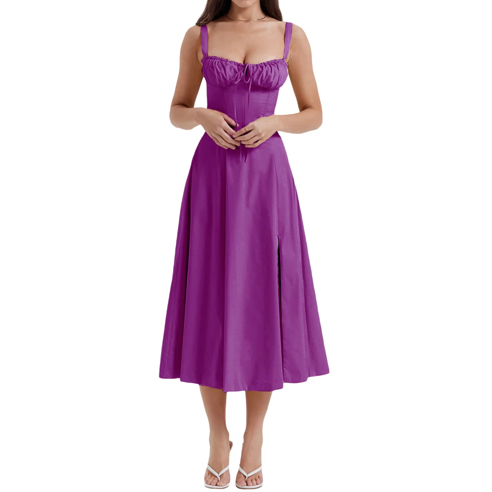 Elegant Long Dresses For Women 2025 Summer Sexy Sling Sleeveless Backless Bandage Party Dress Female Solid Color Maxi Vestidos