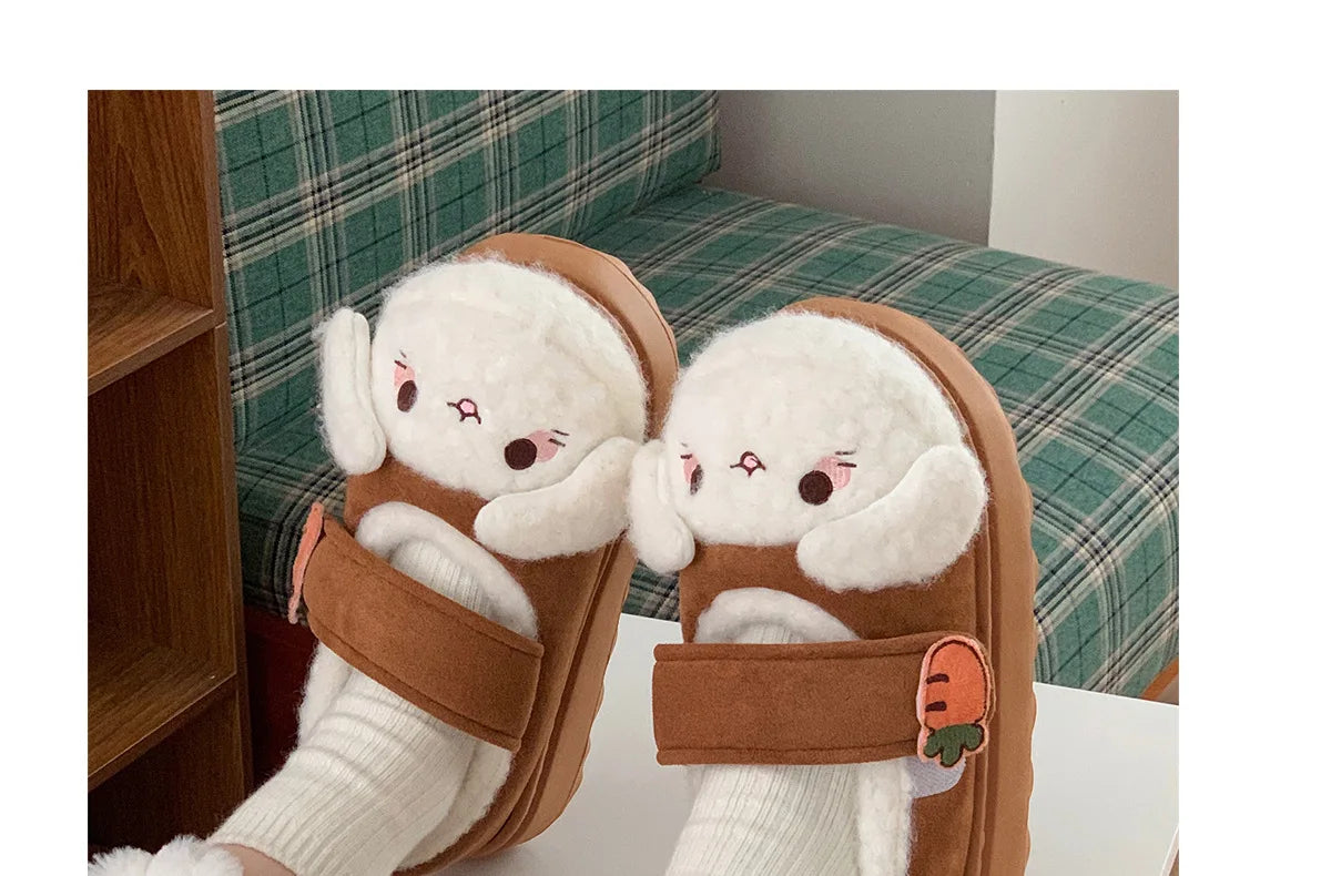 New fuzzy house slippers woman sweet furry cat designer mary janes shoes for women thick sole home slipper floor shoes bedroom