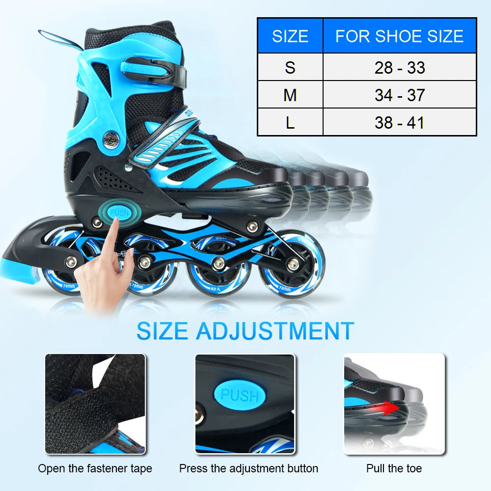 Outdoor Sports Skates Roller Inline Adjustable Children Tracer For Kids Boys Girls blade Illuminating Wheels Roller Skates Shoes
