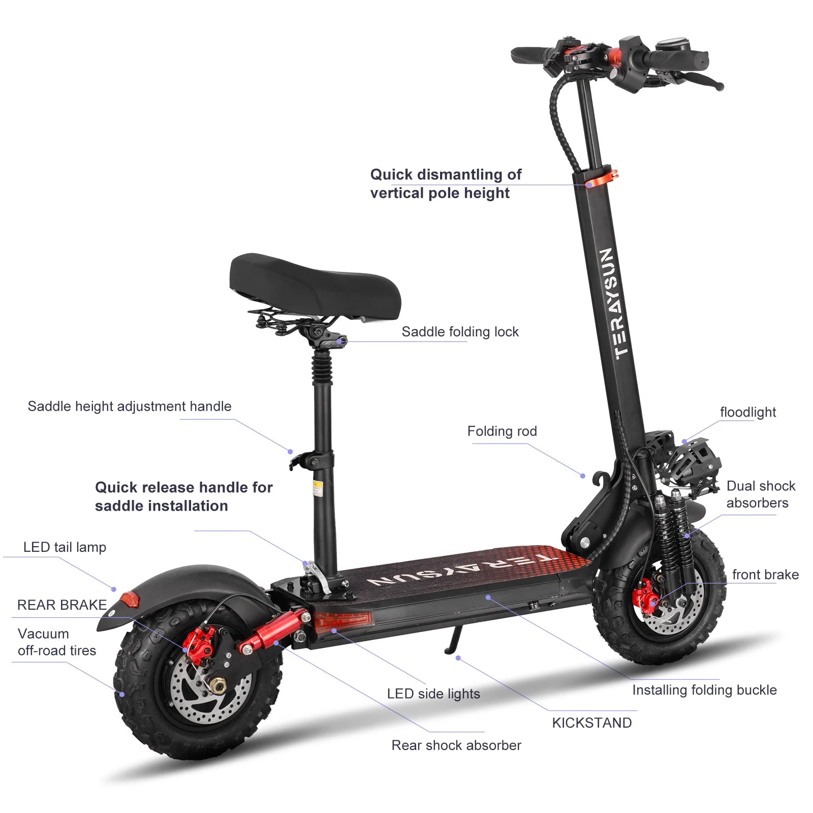 1200W Foldable 11\" Off-Road Electric Scooter with 11\" Tires Direct Shipping From US Warehouse Mobility E-Scooter Two Wheels