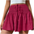 Solid Color Drawstring Women's Short Lace Up Loose Sports Shorts Skirt Summer Pleated Pajama Pants Summer