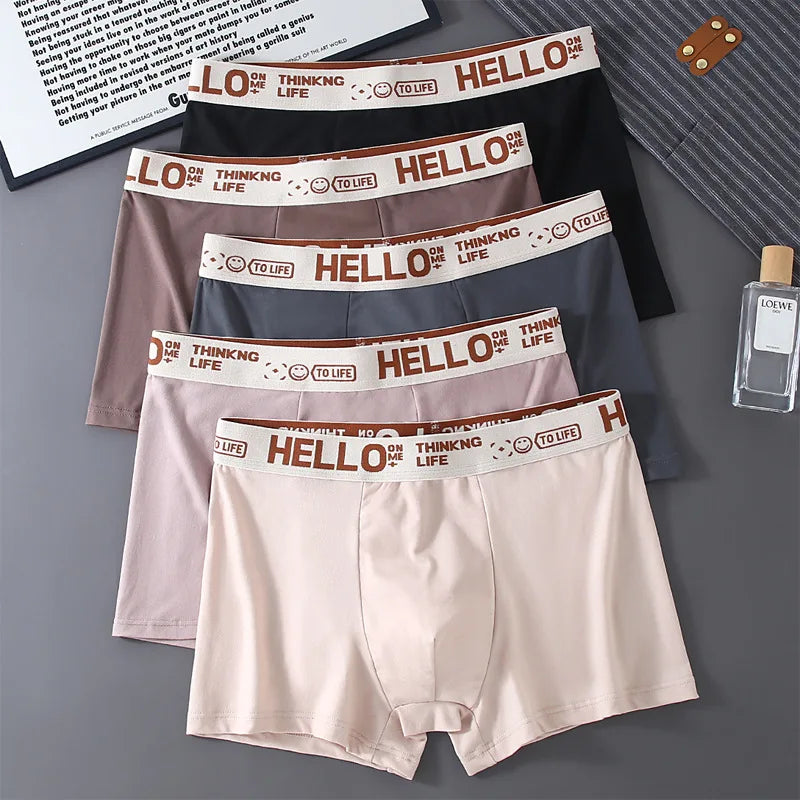Underwear Man 2025 Briefs mid-waist loose XXXXL underpants hello letter summer confortable men's boxer brief