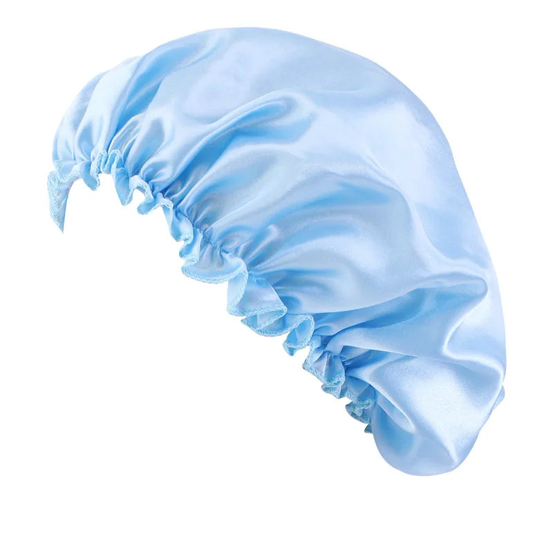 Women Solid Satin Sleeping Night Caps Elastic Band Hair Care Bonnets Used To Hair Care