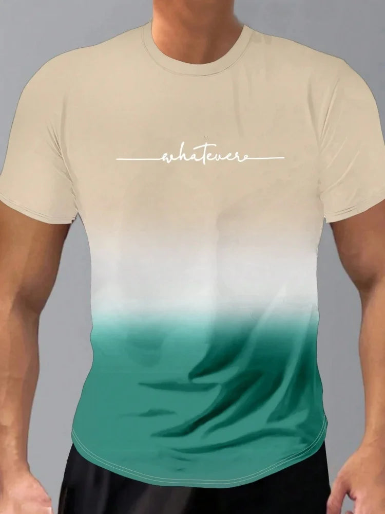 Men's Short Sleeve Summer Outdoor Breathable Round Neck T-shirt Short Sleeve Classic Stripe Pattern Large Size Loose Men's short