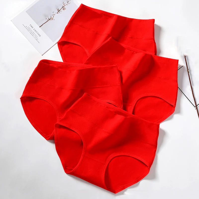 High Waist 4Pcs/Set Cotton Panties Women Briefs Seamless Body Shaper Breathable Underwear Comfort Female Lingerie Plus Size 5XL