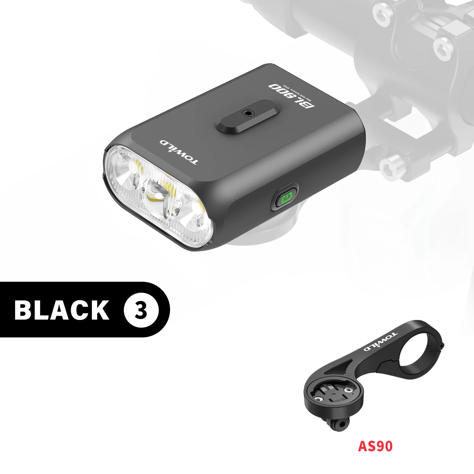 TOWILD BL900 Dual Mounted Bicycle Lights With Focus/Flood Beam 1100LM Rechargeable Bike Light Daytime Safety Night illumination