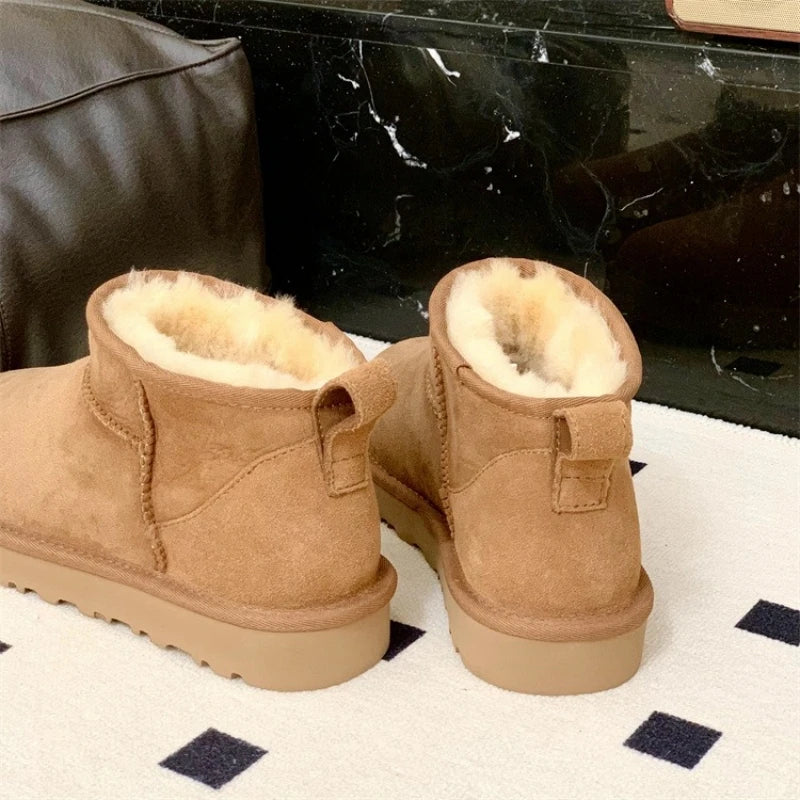 2026 New Design Winter Boots Women Super Mini Real Sheepskin Wool Comfort Warm Natural Fur Shoe Man Classic Snow Boot Size 35-44