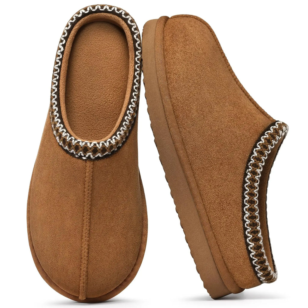 Crestar Women's Memory Foam Fuzzy Slippers New Genuine Suede Fluffy Slippers Women Men Cozy Warm House Shoes Indoor and Outdoor