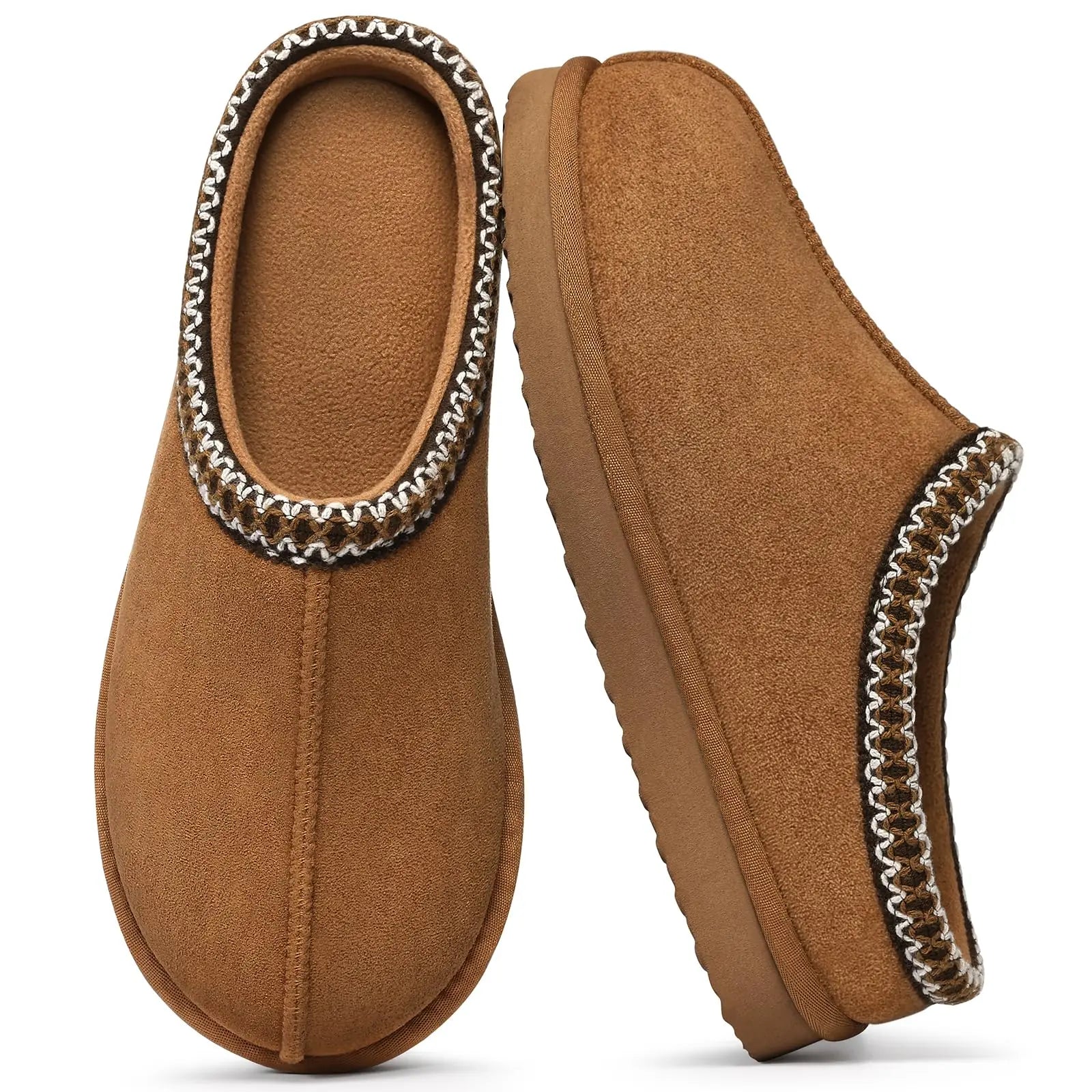Crestar Women's Memory Foam Fuzzy Slippers New Genuine Suede Fluffy Slippers Women Men Cozy Warm House Shoes Indoor and Outdoor