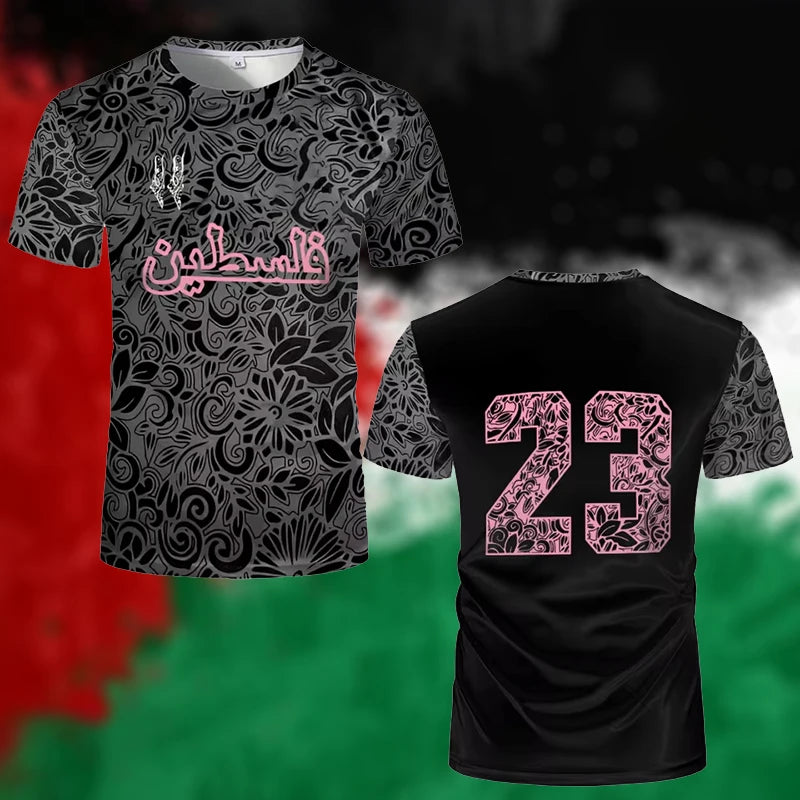 Palestine Football Jersey T Shirts Adult & Kids New Summer Digital Print Soccer Uniforms Casual Sports Palestinian Flag Gym Tops