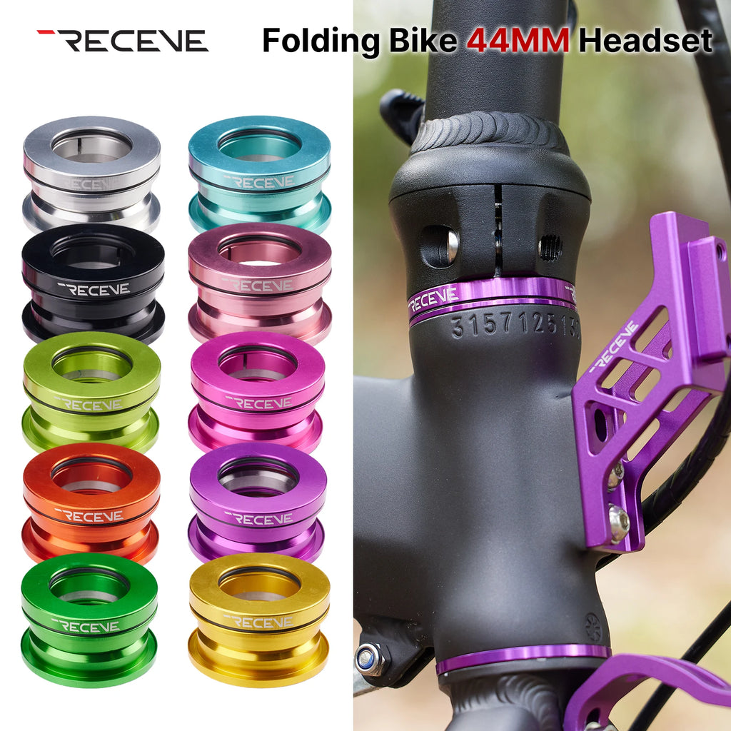 RECEVE Folding Bike Headset 44mm Bmx Headset 1 1/8 Bicycle  Steering Box Cycling Head Set Bearing Aluminum Alloy Steering Column
