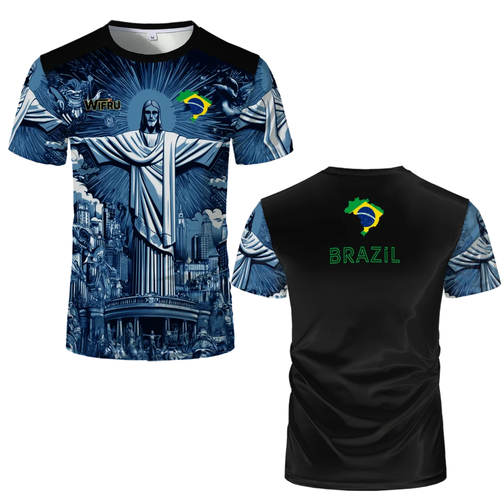 Summer New Brazil Jesus Soccer Jerseys Wifru Outdoor Football Training Breathable Uniforms Men's Quick-drying Tshirts Kid's Tops