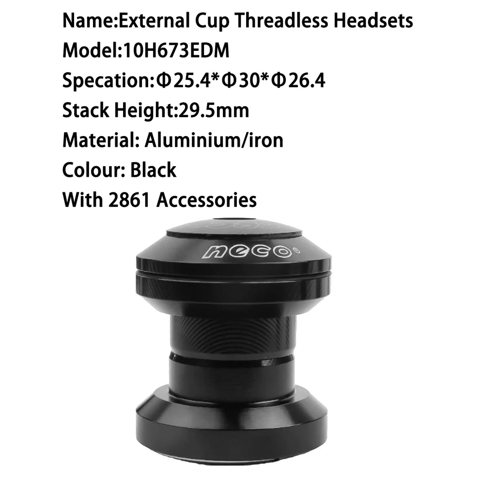 Neco MTB Bicycle Headset 25.4/30/27mm Threadless Road Mountain bike External Cup Threadless Headsets Tube Fork 1" Sealed Bearing