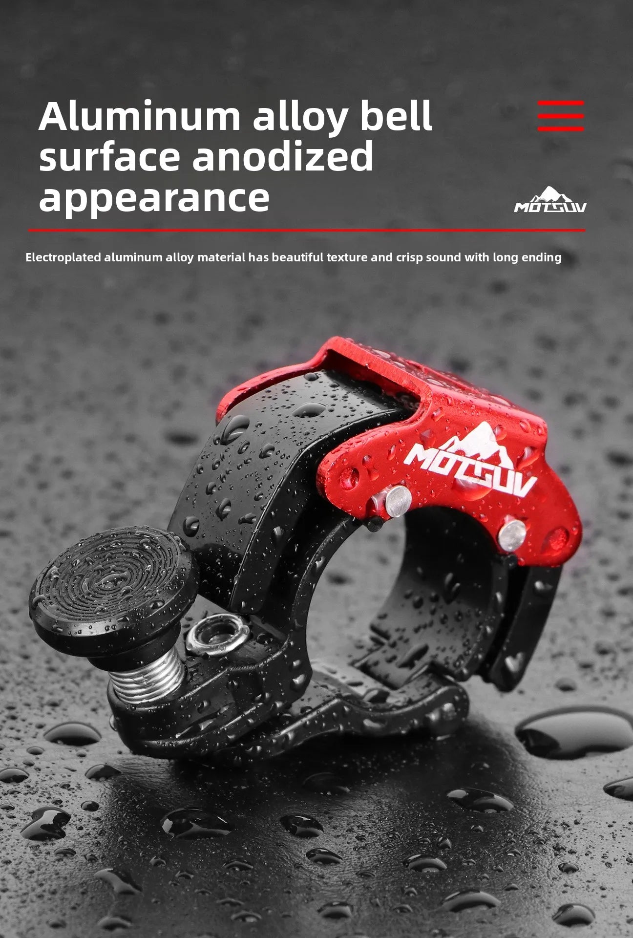 Aluminum alloy hidden bicycle bell ring, crisp bell, horn, outdoor cycling mountain bike bell